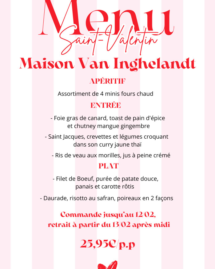 Menu de Saint Valentin option Entrées Chaudes